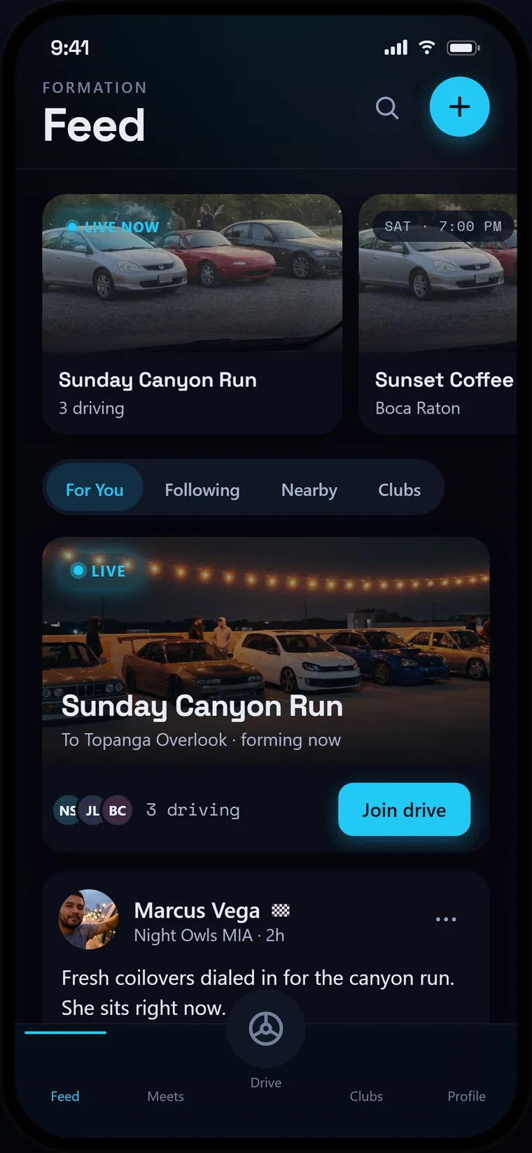 Formation Feed screen